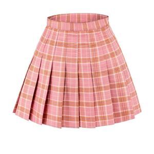 NEW Plaid Skirt w/ Shorts Casual High Waist Pleated Mini Skater XL